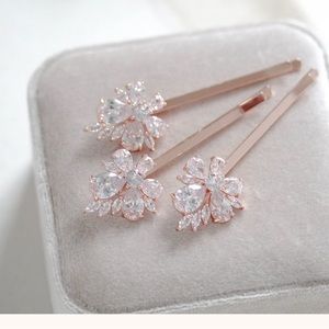 elegant & classically beautiful, Rose gold floral bridal hair pins